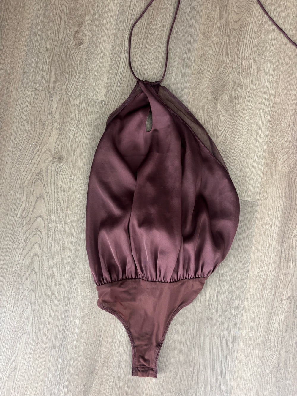Satin Halter Bodysuit in Deep brown